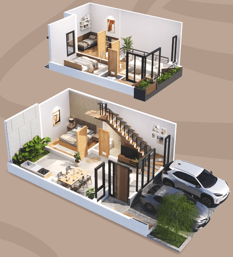 Denah lantai rumah Nora House Shoji Land